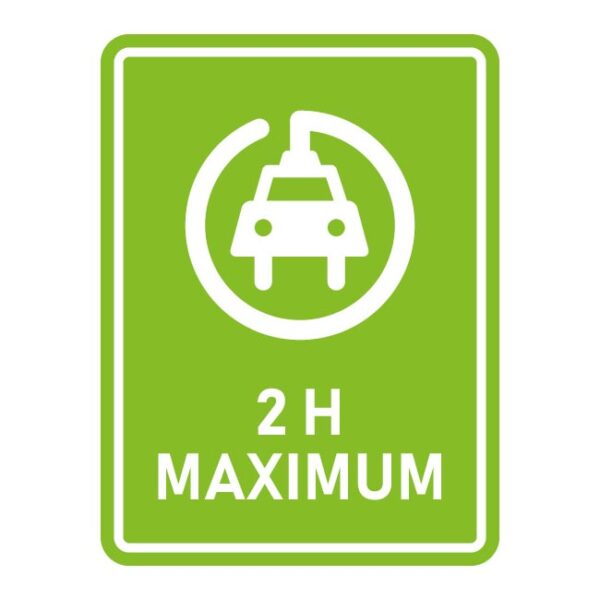 Panneau stationnement recharge pour véhicule électrique 2 heures max