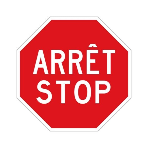 Panneau signalisation routière arrêt stop bilingue