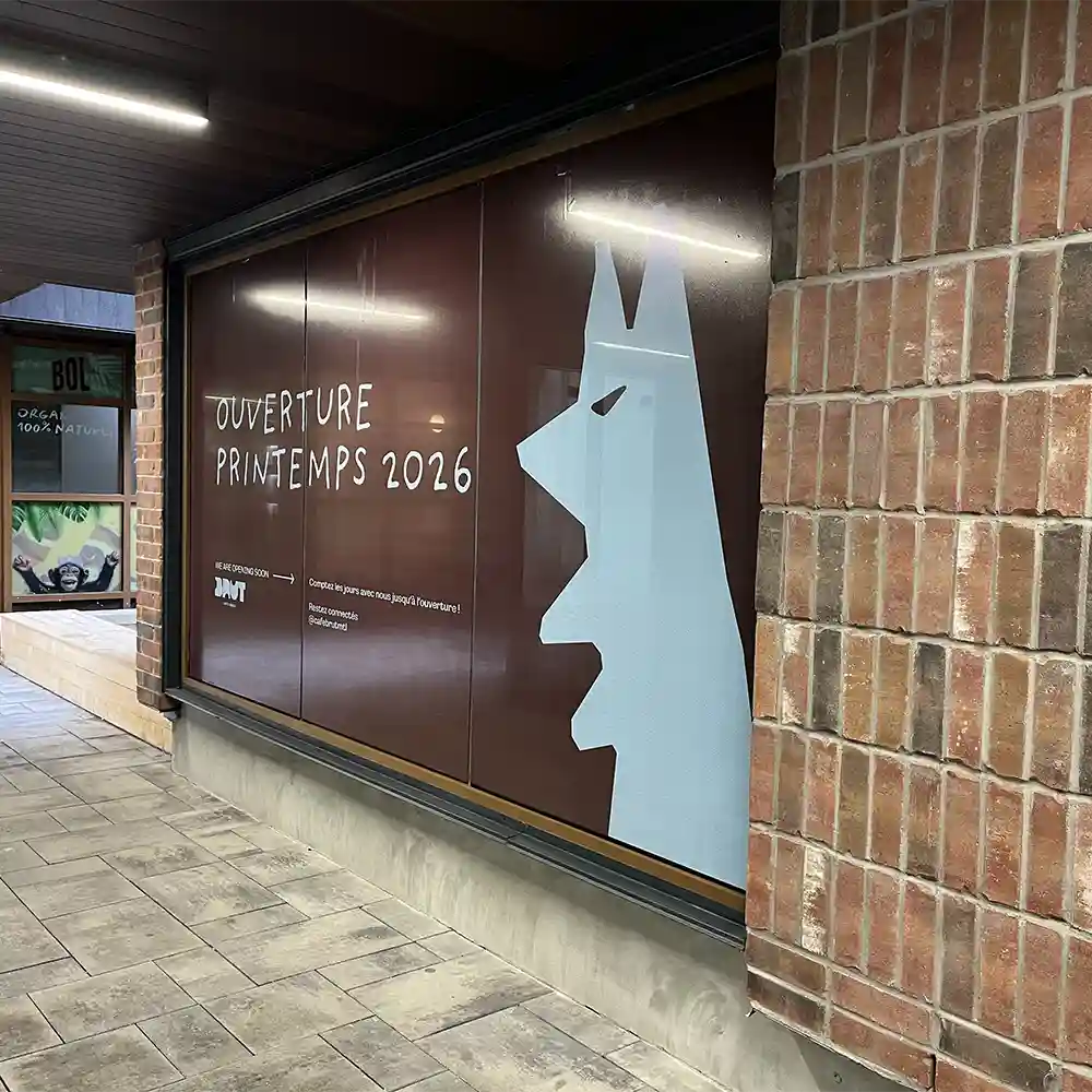 autocollant perfore pour vitrine cafe brut urbain